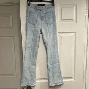 Veronica Beard Light Wash Flare Jeans - Front Seam Detail